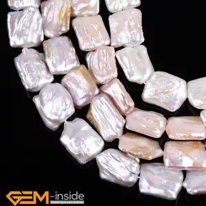 Nucleated Edison Natural Pearls Rectangle Loose Beads for Jewelry Making 15" AU - Bild 1 von 45