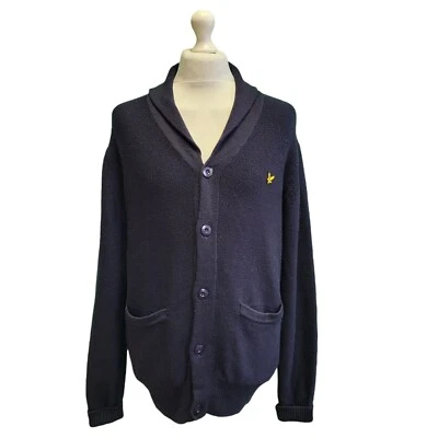 Lyle & Scott Wool Cardigan Navy Blue Shawl Collar Button  XL - Image 1 of 4