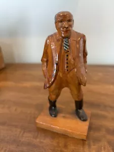Carved Wooden Man With Painted Details Necktie And Boots - Picture 1 of 8