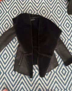 Warehouse Faux Leather Faux Fur Jacket Size 12 - Picture 1 of 2
