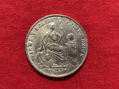 Peru 1869 Un Sol Union Silver Lime Republic Silver Coin Unc - Image 1 of 2