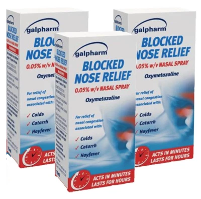 Galpharm Blocked Nose Relief Spray for Relief of Nasal Congestion - 15ml x 3