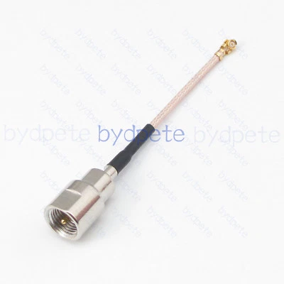 FME male to UFL U.FL plug right angle 90 Deg RF RG178 pigtail Coax cable 50ohm - Image 1 of 4