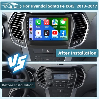 Car Carplay Radio Stereo GPS Android 13 32GB For Hyundai Santa IX45 FE 2013-2018 - Image 1 of 4