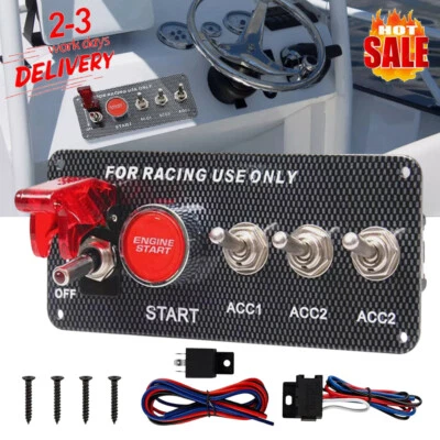Racing Car Ignition Switch Panel Engine Start Push Button 12V Toggle Starter Kit