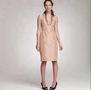 NEW J. Crew Clementine Dress Fawn Tan Silk Taffeta Cocktail Women’s Size 2P - Picture 1 of 8
