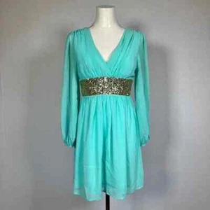 Giddy Up Glamour mintgrün kurzes Partykleid gold Pailletten hinten offen M 8 10 - Bild 1 von 15