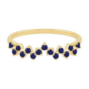 Anillo de oro amarillo de 18k con banda de zafiro natural para joyería de aniversario para mujer - Imagen 1 de 6