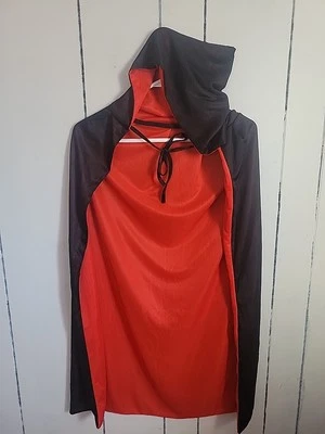 Reversible Black Red Cape Cloak Halloween Costume knee length Adult Unisex Goth - Image 1 of 4