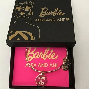 Alex and Ani Barbie Femme & Fierce Bangle Bracelet Shiny Gold Finish - Picture 1 of 4