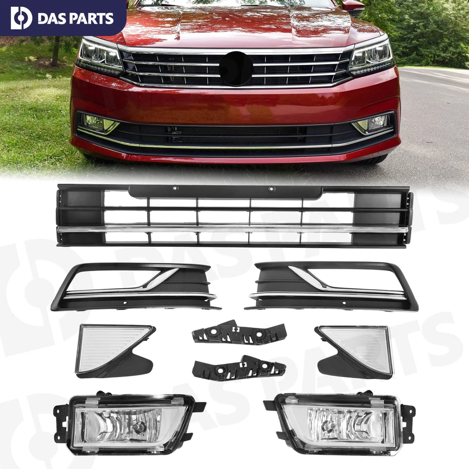 Front Bumper Lower Grille Fog Light Bezel Reflector Bracket For 2016-2019 Passat Foto 1 de 4