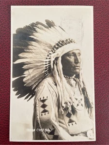 Vintage Indian Chief Postkarte, Native, Posted 1940s Calgary Canada, RPPC?? - Bild 1 von 17
