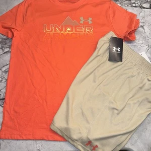 Under Armour Youth Medium (10/12) Orange Tan Outfit Set NEW Mountains Outdoor  - Picture 1 of 1