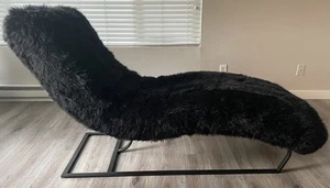 Restoration Hardware Oviedo Sheepskin Chaise | Ski House | Black Sheepskin - Picture 1 of 20