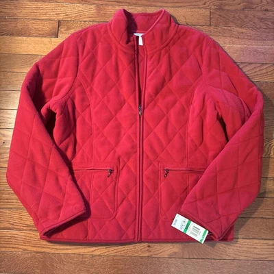 Charter Club Holiday Rocket Red Women’s Large Quilted Lightweight Zip Up Jacket - Image 1 of 4