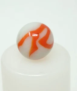 Peltier Glass Marbles Red Zebra Swirl Busy Design .65mm Letter "R" on Marble - Picture 1 of 4