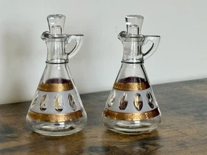 Vintage Glas MCM Kruzifix Set mit Gold & mattiertem Weizen Design - Bild 1 von 6