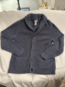LL Bean Strickjacke Pullover Herren Blau Waffelstrick Bio Baumwolle 516104 Größe M - Bild 1 von 7