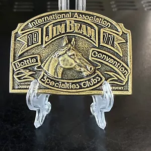 Vintage Brass Horse Head Belt Buckle Jim Beam 1977 Bottle Convention Specialties - Picture 1 of 7