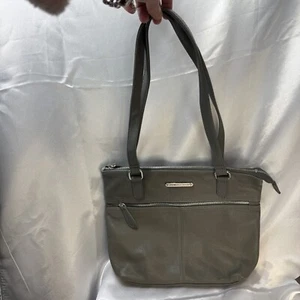 Gray Stone Mountain Leather Purse Handbag Zipper Front Pocket **clean** - Picture 1 of 9
