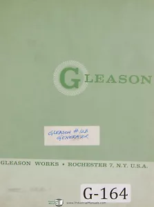 Gleason 12" B, generador de engranajes cónicos rectos, manual de piezas de repuesto 1964 - Imagen 1 de 2
