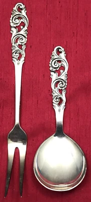 Норвежский NM 830S Серебряный TELE узор сервировочная вилка и ложка Brodrene Mylius - Изображение 1 из 4