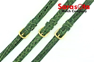 deBeer Genuine Crocodile 10/10 mm Buckle Jade Color Stitched Regular Watch Band - Image 1 of 4