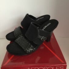 Aerosoles Hero Women's Open Toe Canvas Slides Sandal Sz 6.5 Shoes Heel
