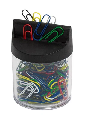 BÜRO-KLEINTEILE WEDO Klammernspender Rund Transparent gefüllt 125 farbigen Klammern