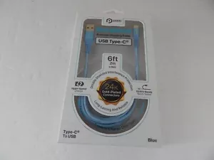 POM Premium USB-C to USB Charging Cable with 24K Gold Plated Connectors Blue New - Picture 1 of 5