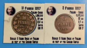 1917 Finland Russia 5 and 10 Pennia - 2 coins set #427-28 - Picture 1 of 2