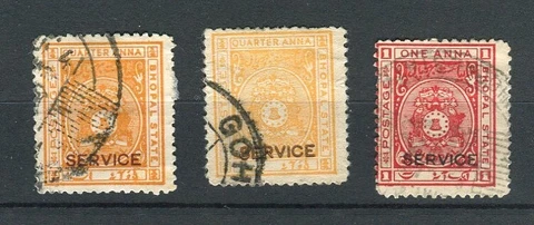 India Bhopal 1936-38 SG.O333/35 set of 3 fine used Official stamps Cover