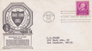 POSTAL HISTORY FDC1940 FAMOUS AMERICANS CHARLES W ELIOT C STEPHEN ANDERSON - Picture 1 of 1
