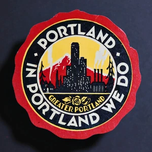 Gepäckaufkleber *** ORIGINAL VINTAGE *** Portland Oregon Mount Hood - Bild 1 von 2