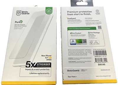 BodyGuardz Pure 3 Tempered Glass Screen Protector for Apple iPhone 14 Pro Max - Image 1 of 3