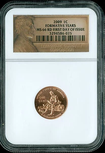 2009 LINCOLN CENT FORMATIVE YEARS NGC MS66 RD FIRST DAY ISSUE . - Picture 1 of 2