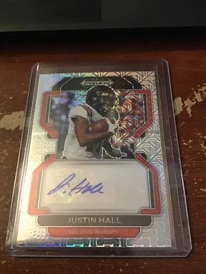 Justin Hall 2022 Panini Prizm Draft Picks Silver Mojo 02/25 Auto RA-JHA Raider - Image 1 of 2