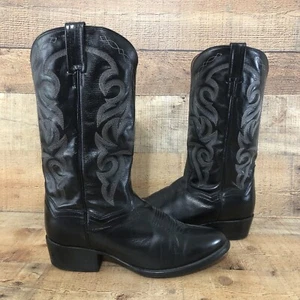 Dan Post Cowboy Boots Men's SZ 9.5 EW Extra Wide Black Leather Western 2110 - Picture 1 of 17