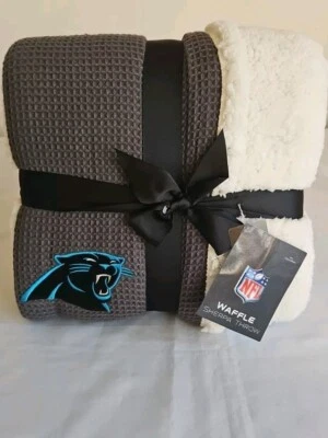 Carolina Panthers NFL Fútbol Waffle Sherpa Manta Grande 50"x 60" Nueva con Etiquetas Foto 1 de 4