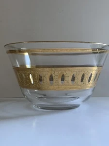 Vintage Culver LTD Antigua 22kt Gold Glass Large Punch Bowl Signed Excellent! - Picture 1 of 12