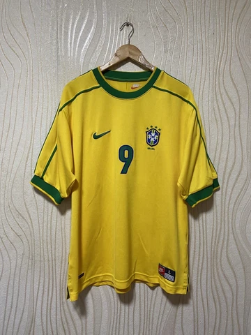 BRAZIL 1998 1999 HOME FOOTBALL SHIRT SOCCER JERSEY NIKE sz L MEN #9 RONALDO Cover