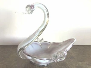 CRISTALES DE CHIHUAHUA HAND BLOWN QUALITY GLASS SWAN FIGIURINE 8 1/2 x 8 1/2" - Picture 1 of 4