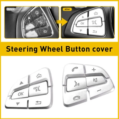12PCS Silver Steering Wheel Button Trim Cover Stickers For Mercedes Benz 2015-up - Image 1 of 4