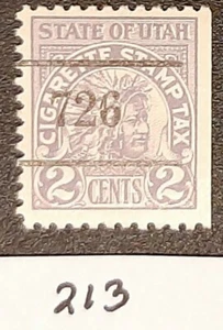 Utah Zigarettensteuer. 2 Cent. Staatseinnahmenmarke. Herstellernummer Aufdruck.  - Bild 1 von 2