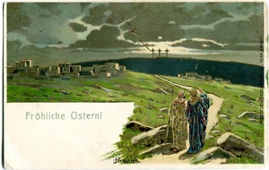 Postal Artista Mailick ¡Feliz Pascua! Wanderer, Gólgota alrededor de 1900 - Imagen 1 de 1