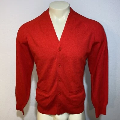 Cárdigan Suéter De Colección Años 70 Tendencia Para Hombres Grande Elastizado Poliéster Tejido Buddy Holly MCM Foto 1 de 4