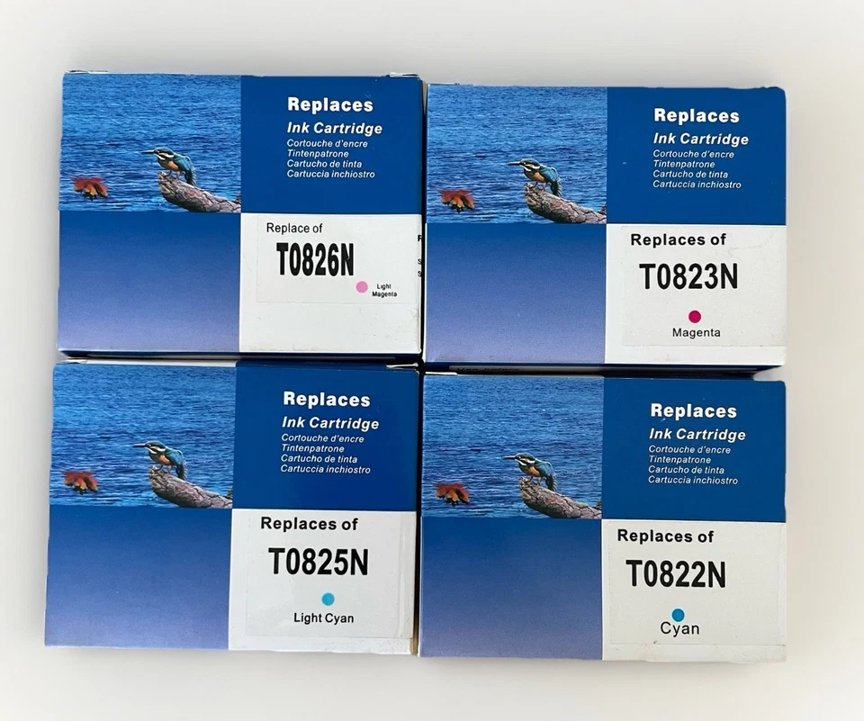 4 x Reemplaza Cartucho de Tinta T0826N T0823N T0825N T0822N Magenta Cian ¡Caducado! Foto 1 de 2