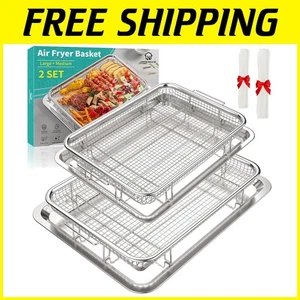 2-teiliges Luft Friteuse Pfanne & Crisper Tablett Set - Groß & Mittel - Bild 1 von 9