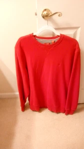 IZOD,HERREN,GR.L,LANGARMPULLOVER,ROT,55%BAUMWOLLE,45%POLY,GEBRAUCHT,EXC. COND. - Bild 1 von 4
