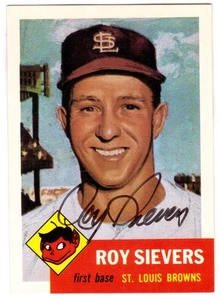 1991 TOPPS ARCHIVES '53 #67 ROY SIEVERS AUTOGRAPH, SIGNED CARD BLACK INK - Bild 1 von 1